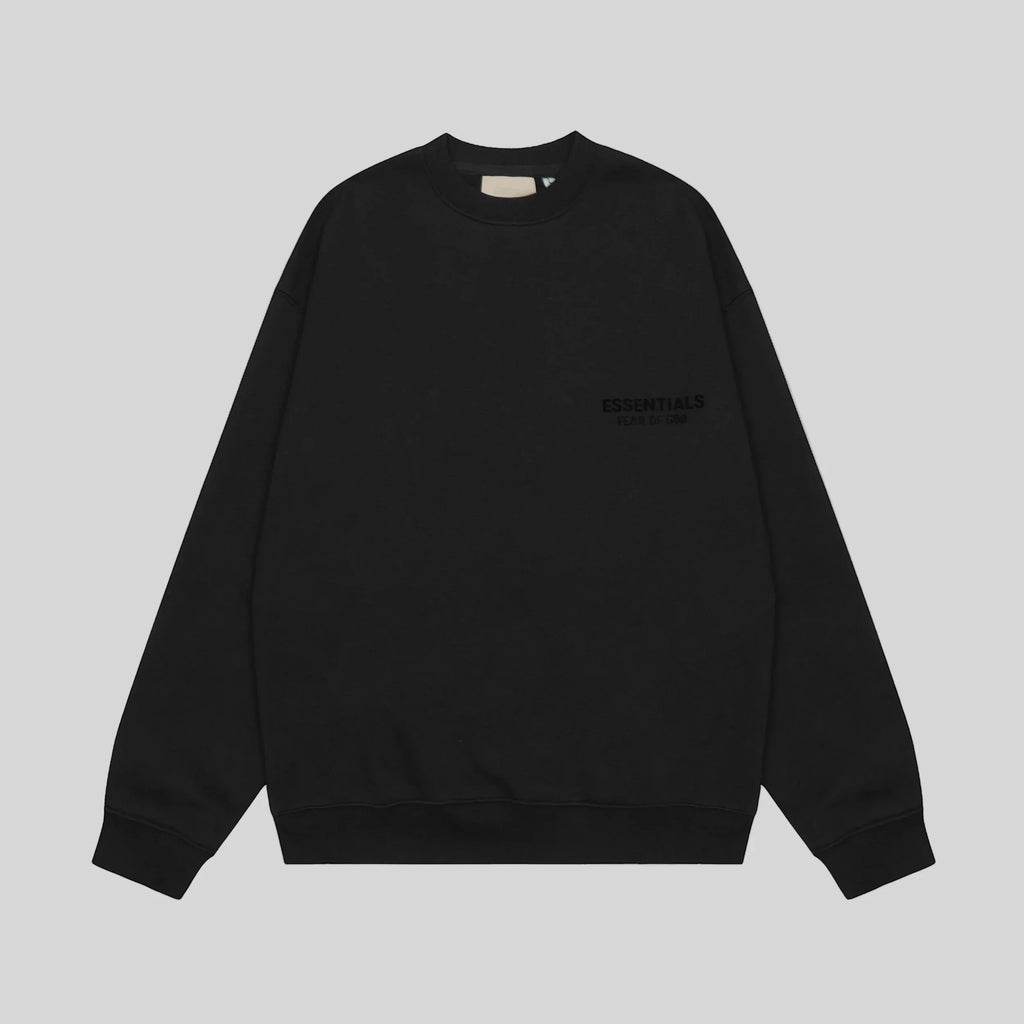 Essentials Black Sweatshirt – Relaxed Streetwear Crewneck