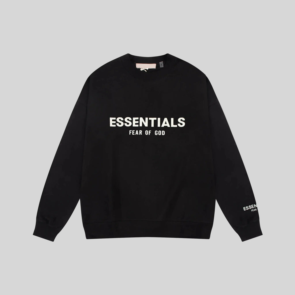 Essentials Black Sweatshirt – Relaxed Streetwear Crewneck