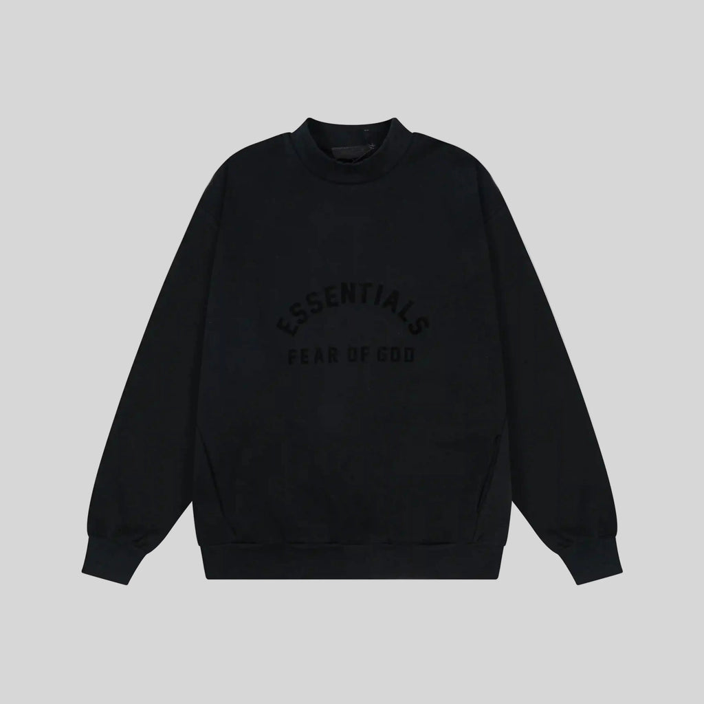Essentials Black Sweatshirt – Relaxed Streetwear Crewneck