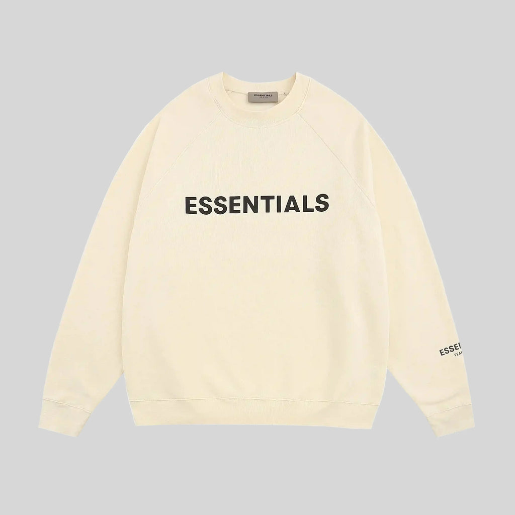 Essentials Light Cream Sweatshirt – Relaxed Streetwear Crewneck