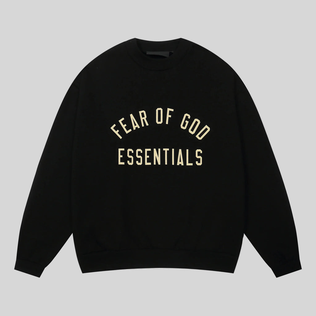 Essentials Black Sweatshirt – Relaxed Streetwear Crewneck