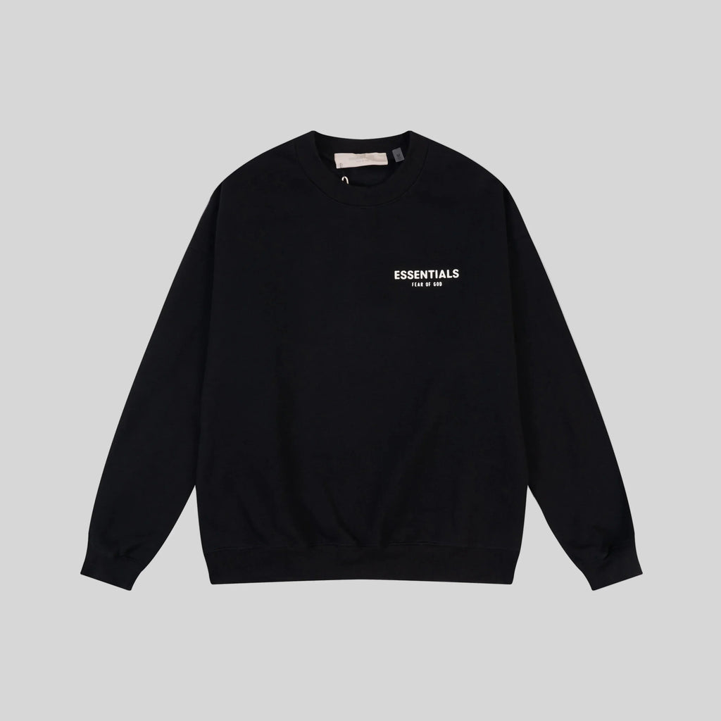Essentials Black Sweatshirt – Relaxed Streetwear Crewneck