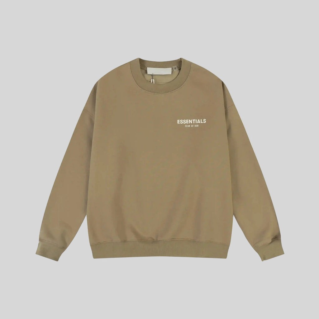 Essentials Dark Beige Sweatshirt – Relaxed Streetwear Crewneck
