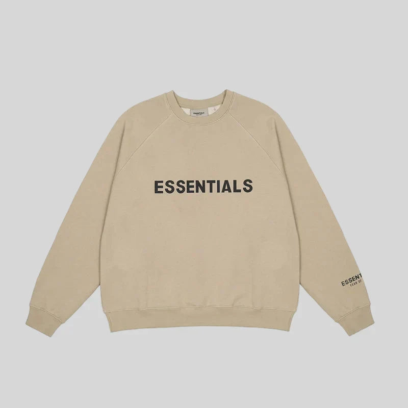 Essentials Light Cream Sweatshirt – Relaxed Streetwear Crewneck
