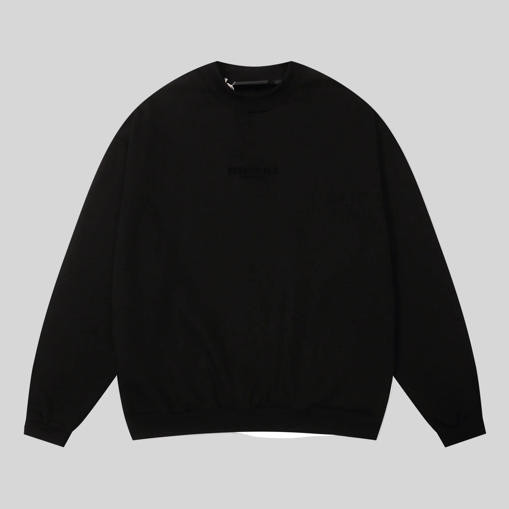 Essentials Black Sweatshirt – Relaxed Fit Streetwear Crewneck