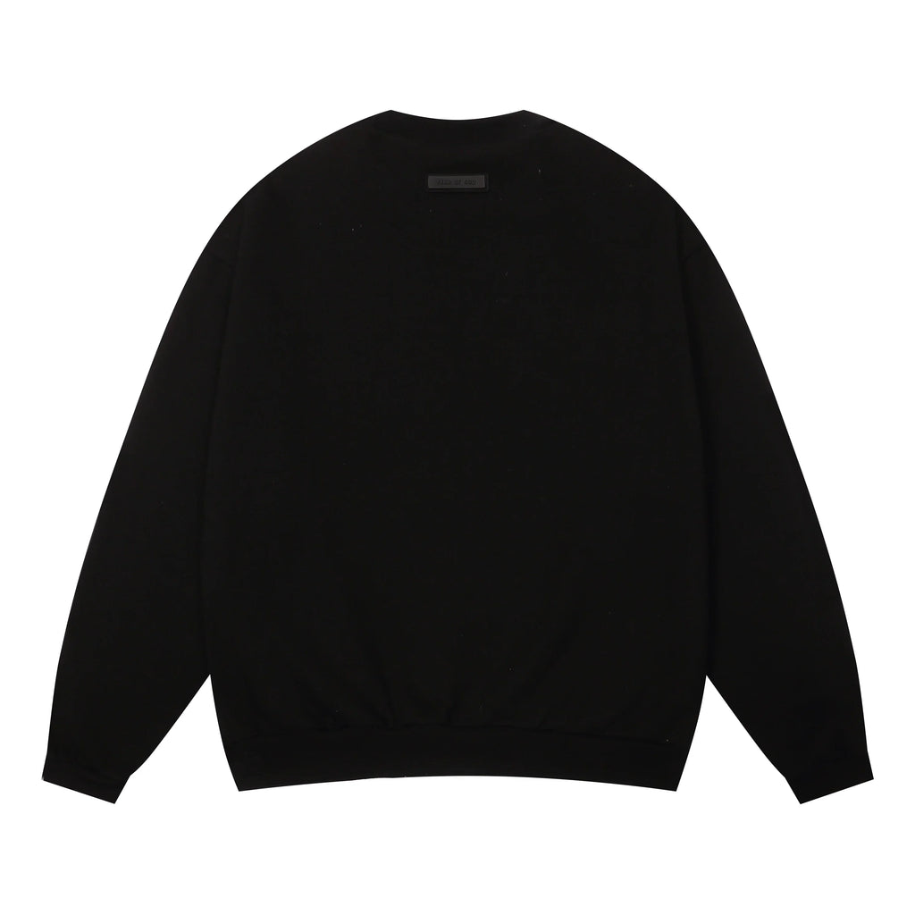 Essentials Black Sweatshirt – Relaxed Fit Streetwear Crewneck