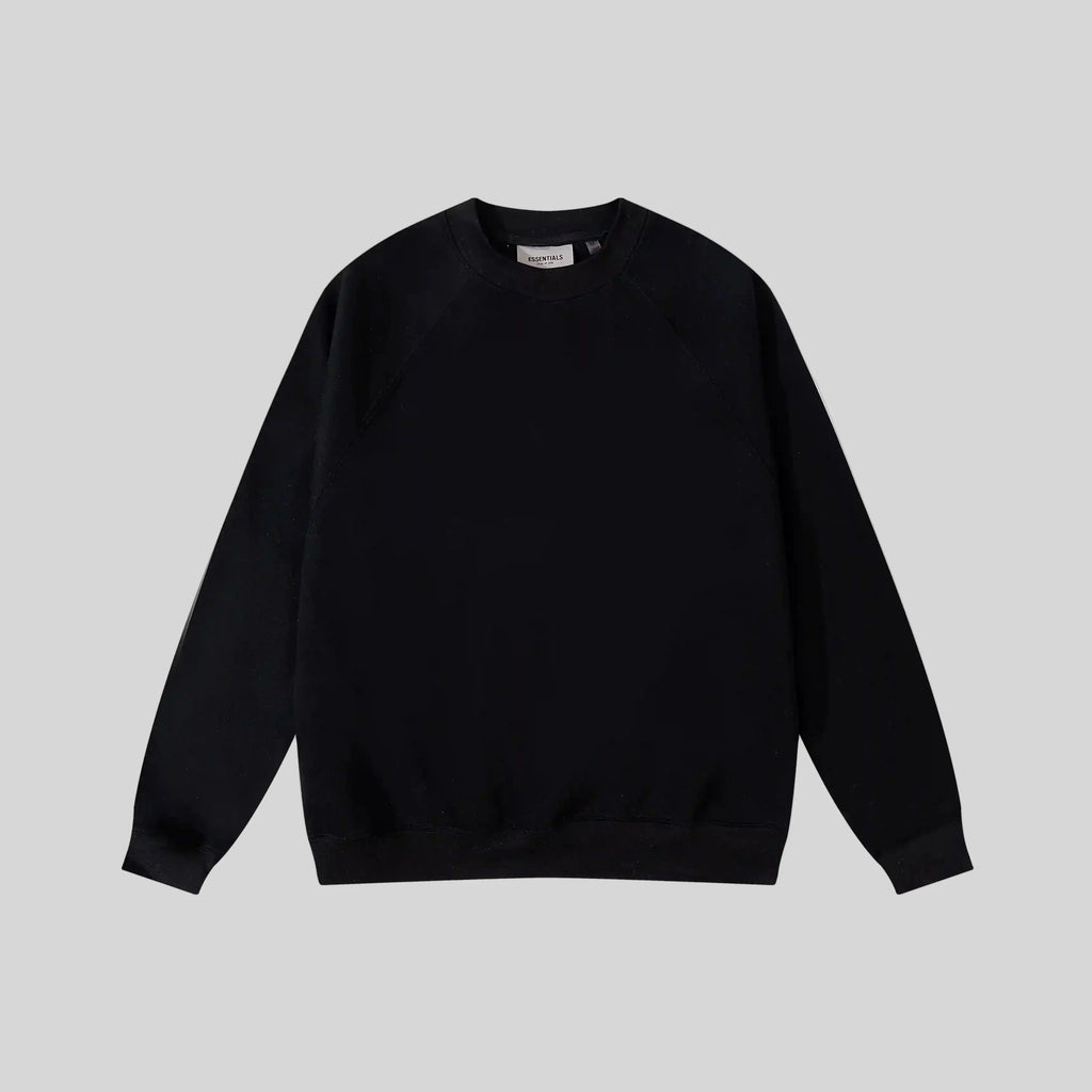 Essentials Black Sweatshirt – Relaxed Streetwear Crewneck