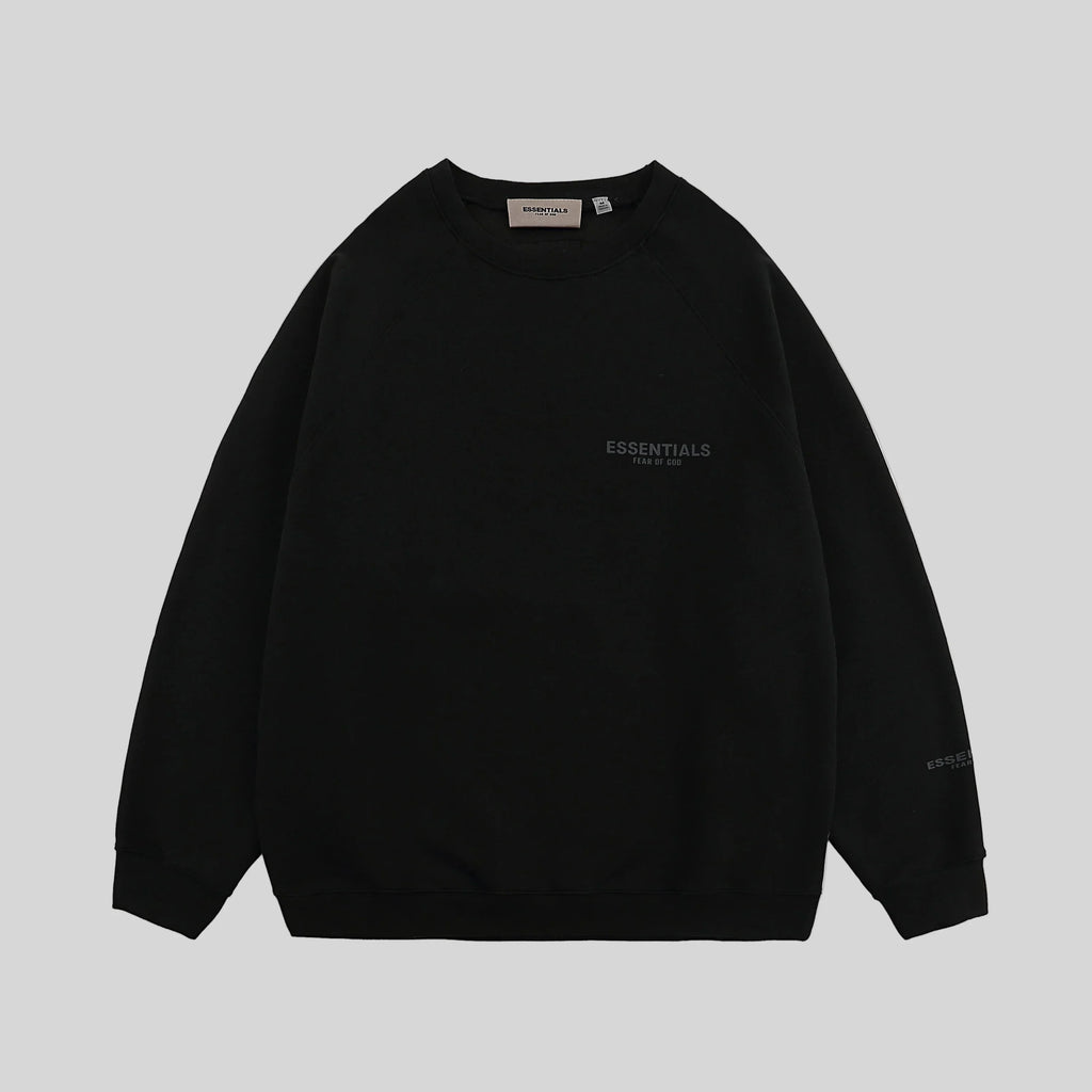 Essentials Black Sweatshirt – Relaxed Streetwear Crewneck